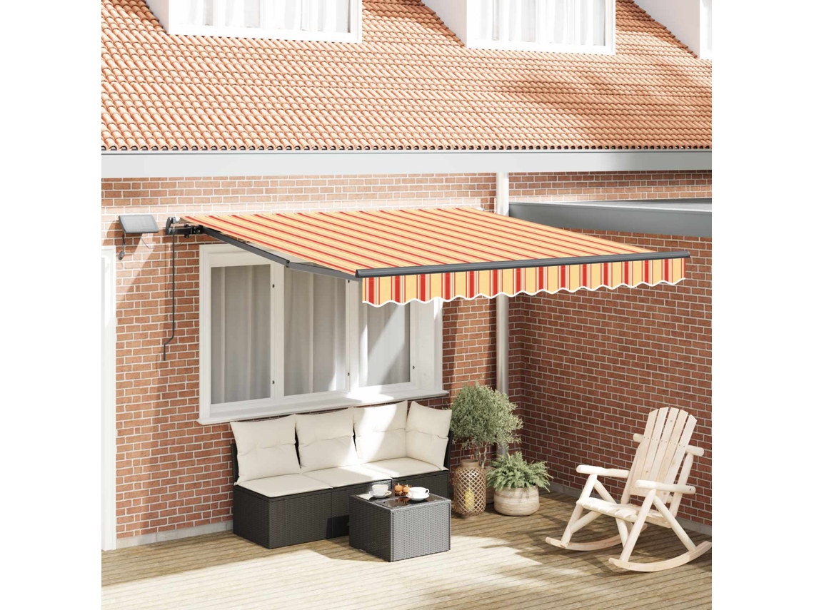Vidaxl Toldo Retrátil Amarelo E Laranja 350 X 250 Cm Tecido E Alumínio