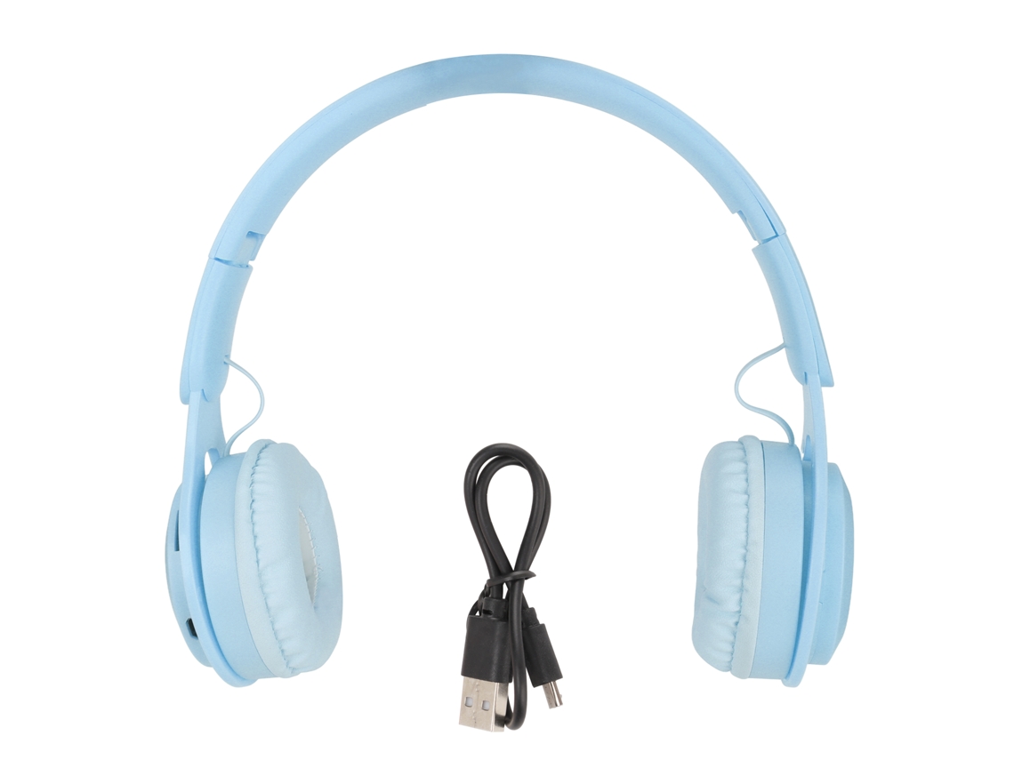 Auriculares supraaurais dobráveis Bluetooth 5.0 Macaron Y08 para crianças, azul