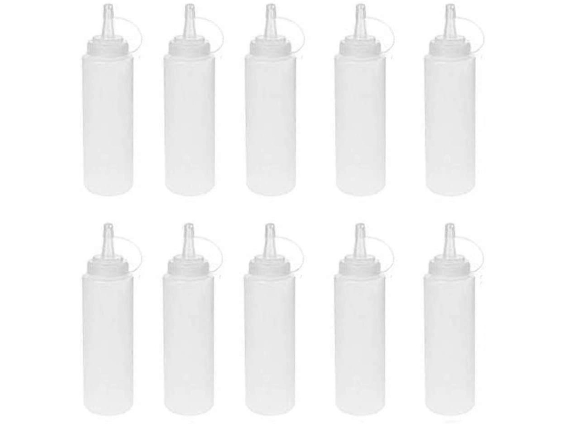 Botellas de Salsa Prensada de Pe Espessada para Condimentos Mermeladas com Tampa Selada Resistente Ao Calor 360ml 10 Unidades