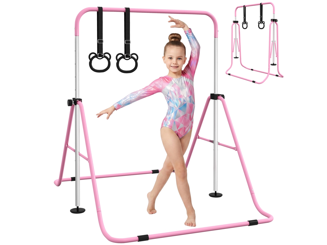 E-TOWN COMMERCE GMBH Barra de Ginástica Infantil Ajustável com 2 Argolas, 148x105x88 Cm
