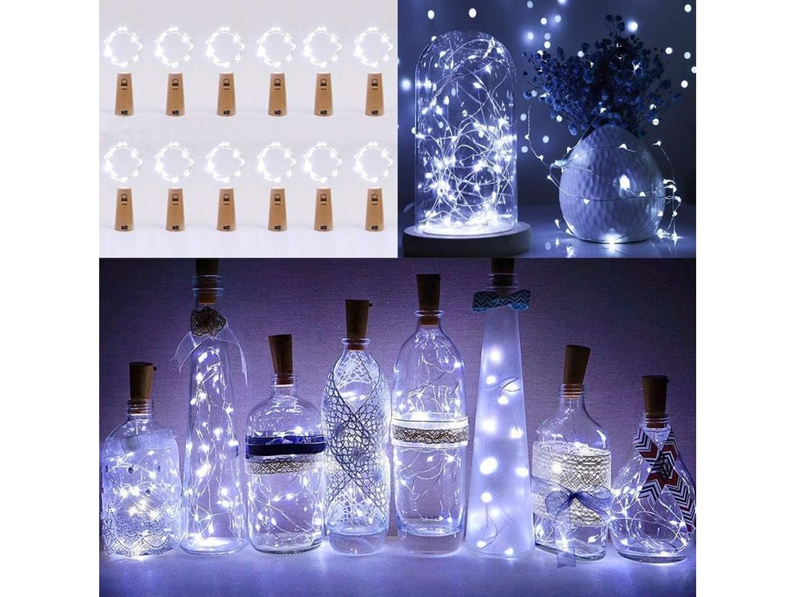 Luzes De String Para Garrafas, 12pcs Luzes Led Com Bateria 2m Fio De Cobre Para Decoração De Festa Natal Diy
