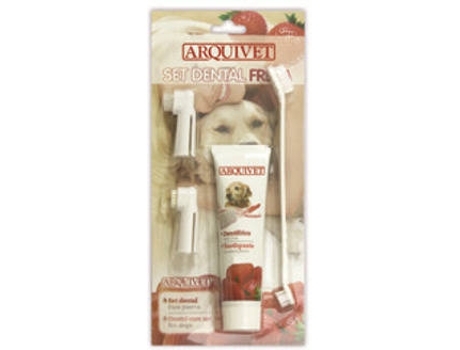 Pasta de Dentes para Cães  com Escova de Dentes Morango