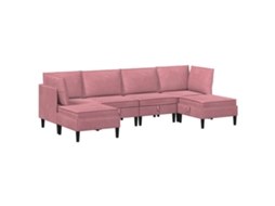Conjunto 6 Conjunto De Sala De Estar Vidaxl Rosa Veludo (280 X 140 X 82 Cm)