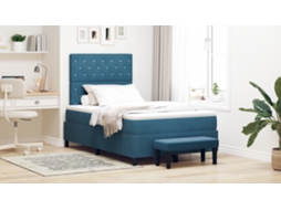 Cama Box Com Colchão Banco Azul Escuro 120x190 Cm Veludo