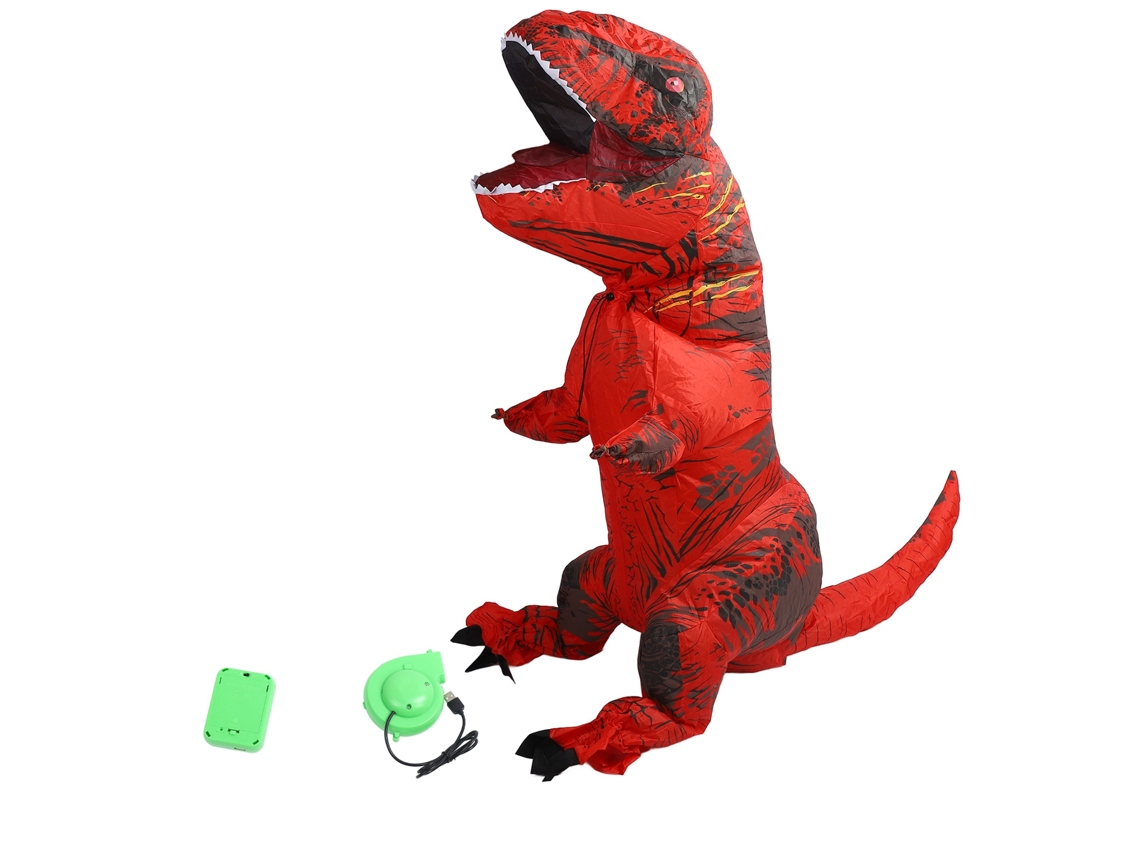 Fantasia Dinossauro T Rex Inflável Vermelha Infantil 120 140cm