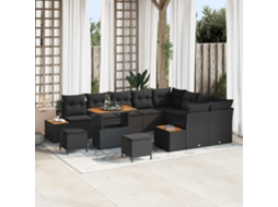Vidaxl Conjunto De Sofá De Jardim 12 Unid. 11-número De Lugares Preto