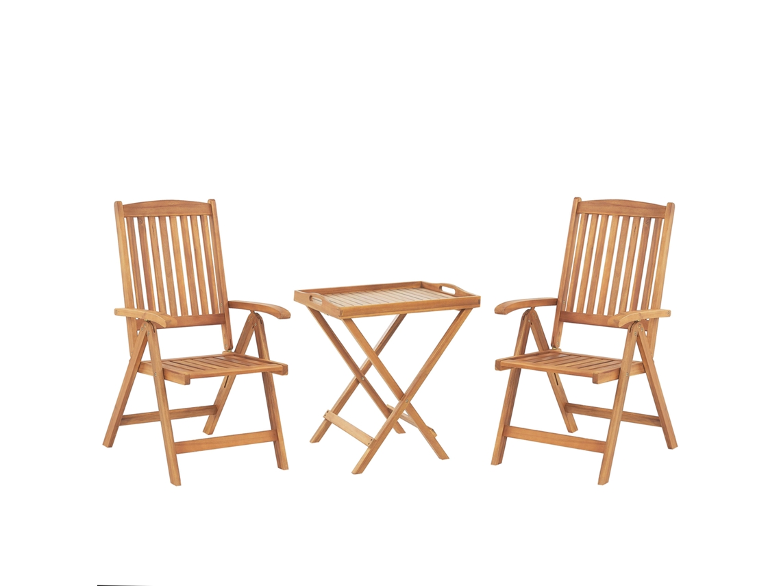 Conjunto Bistrô BELIANI Java De Madeira De Acácia Castanho Claro 68x45x73