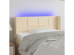 Cabecero con luces LED, tela, 83x16x78/88 cm, color crema