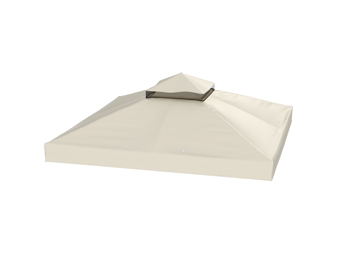 Toldo De Substituição Para Pérgola 3x3 M De Com Teto Duplo Proteção Uv 30+ Para Creme