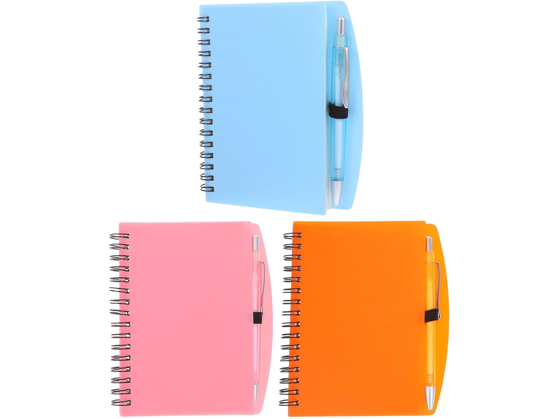 Conjunto De 3 Cadernos Espiral Para Anotações, Pequenos De Bolso Com Três Canetas