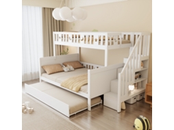 Cama Beliche Madeira Maciça 90/140x200cm Com Escada E Cama Gaveta