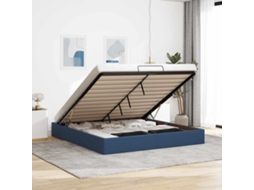 Vidaxl Estrutura De Cama Otomana Sem Colchão 200x200 Cm Tecido Azul