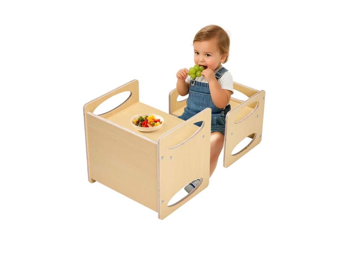 Conjunto De Mobiliário Montessori Infantil Em Madeira Ajustável E Seguro Tekmaquinas