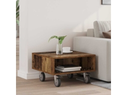 Vidaxl Mesa Lateral Com Rodas Madeira Antiga 50,5 X 50 X 30 Cm
