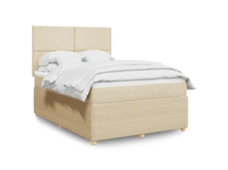 Vidaxl Cama Com Molas/colchão 140x190 Cm Tecido Cor Creme