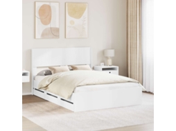 Vidaxl Estrutura De Cama Com Armazenamento E Cabeceira Branco