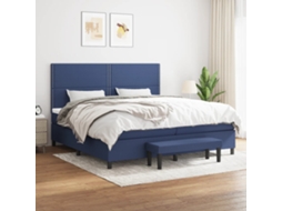Vidaxl Cama Com Molas/colchão 200x200 Cm Tecido Azul