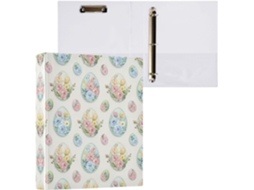 Pasta de 3 Argolas para Papel Tamanho Carta , Lindas Estampas Ovos Páscoa com Prancheta, Pranc (27,9 X 21,6 Cm)