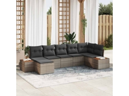 Vidaxl Conjunto De Sofá De Jardim 8 Unid. 7-número De Lugares Cinzeto