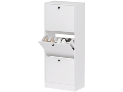 Armário De Sapatos Com 3 Portas Basculantes, Sapateira Com Divisórias Ajustáveis, Fino, Para 12 Pares, 47x28x115 Cm, Branco.