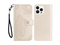 Capa Para Iphone 15 Pro Max Pele Sintética Dourado