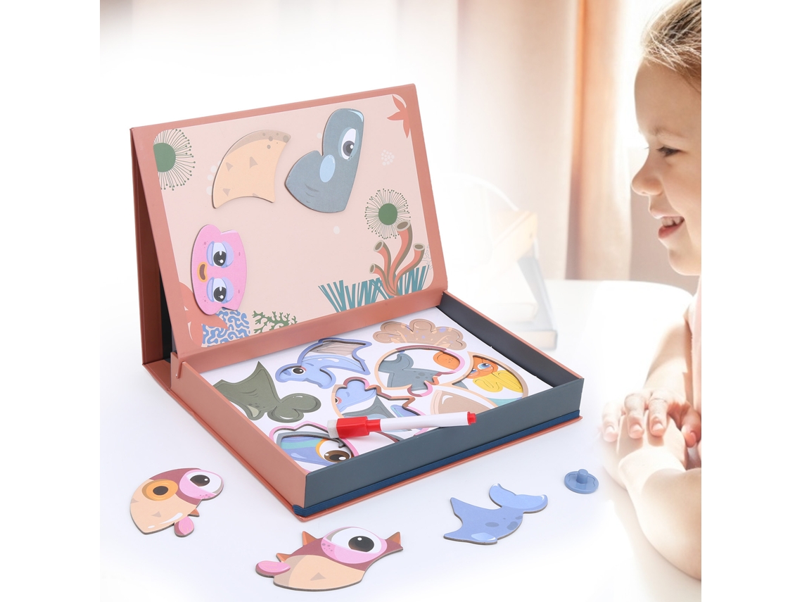 Primerox quebra cabeça Magnético Infantil Diy Placa de Desenho Brinquedo Educativo com Lousa Apagável