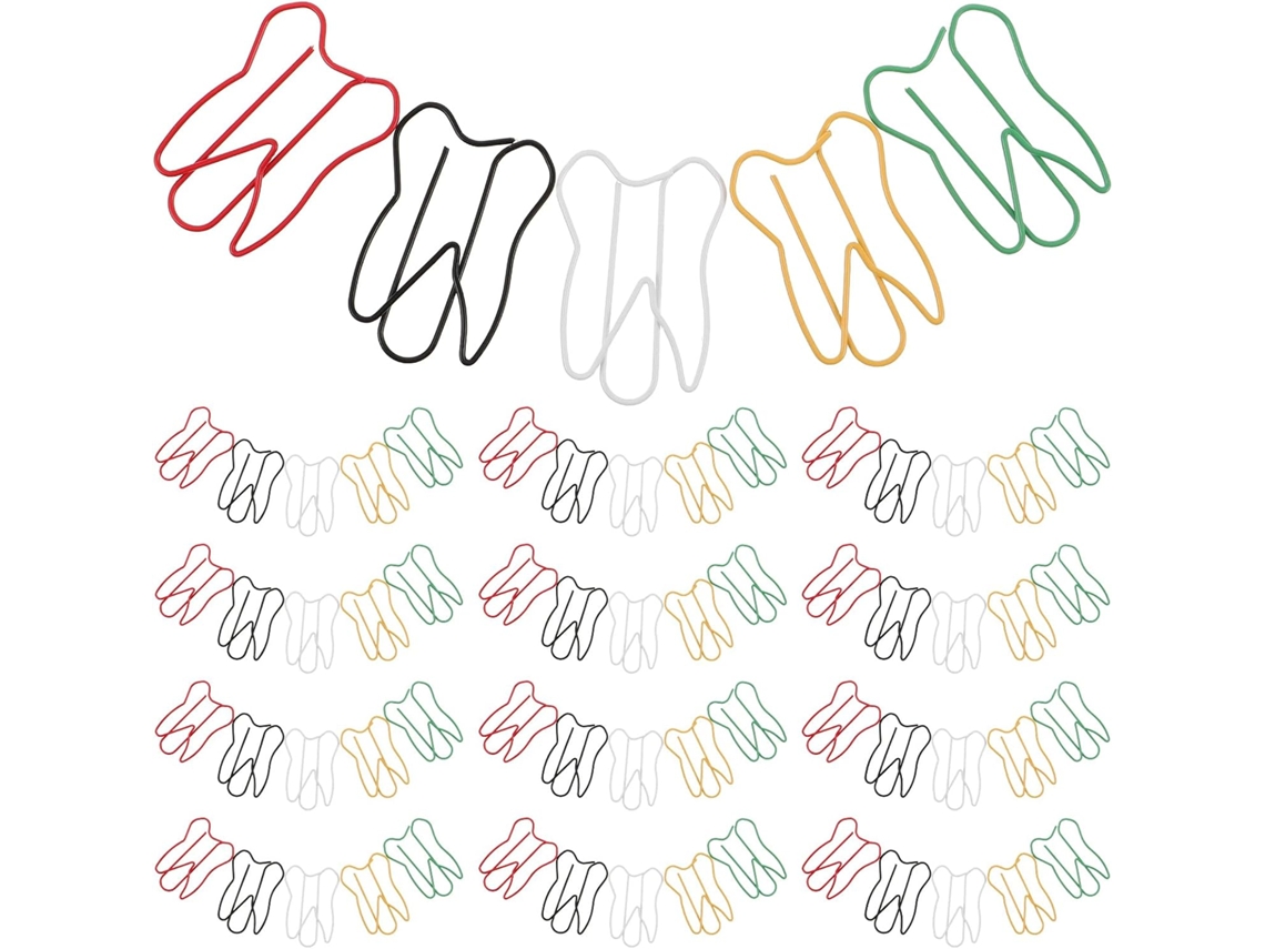 Gadpiparty Conjunto De 100-clipes Metálicos Criativos Em Formato Dente Diversas Cores Para Organizar Arquivos