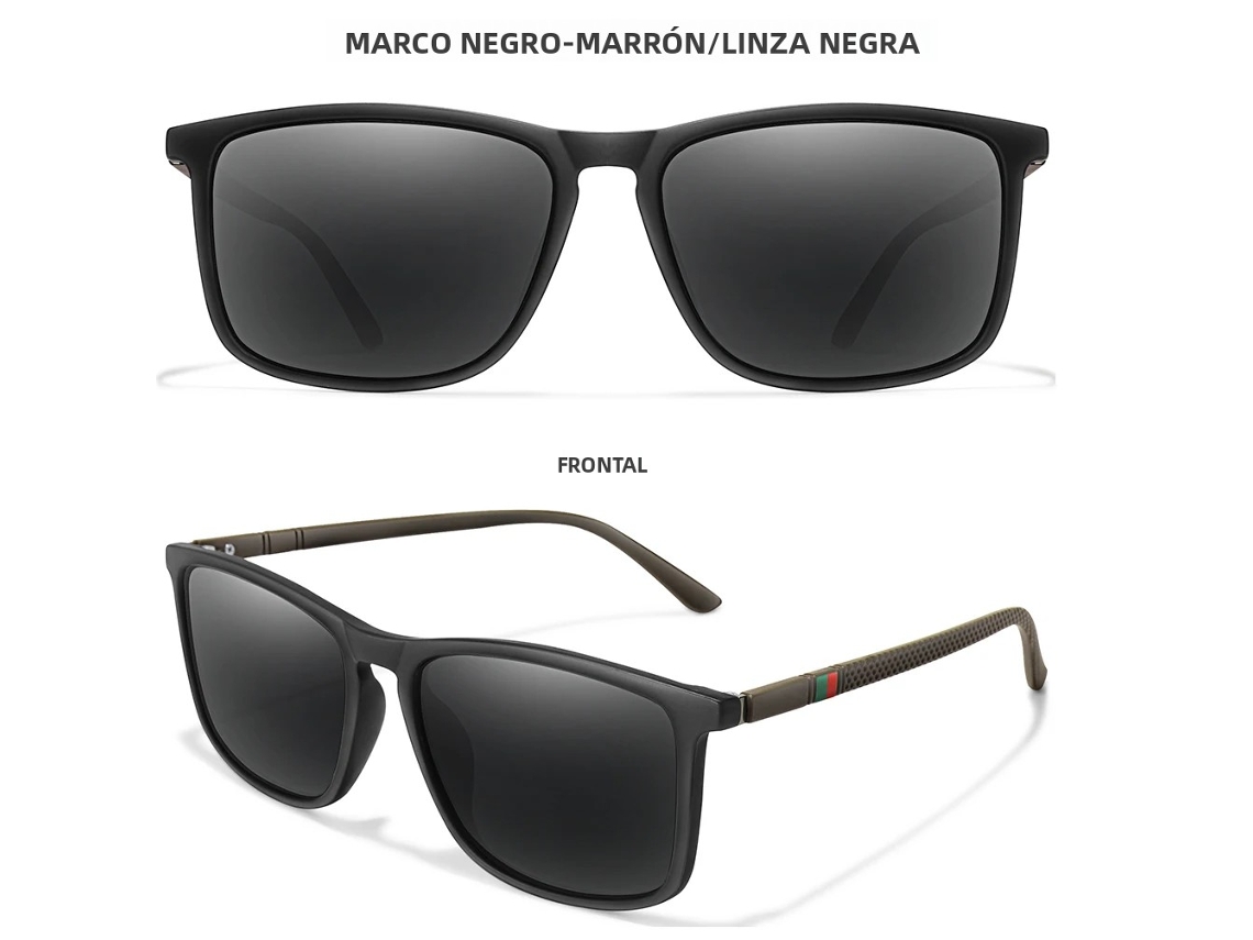 Óculos de Sol Polarizados Quadrados Retrô de Luxo, Proteção Solar Uv400, Unissex. MDUG (estilo 1)