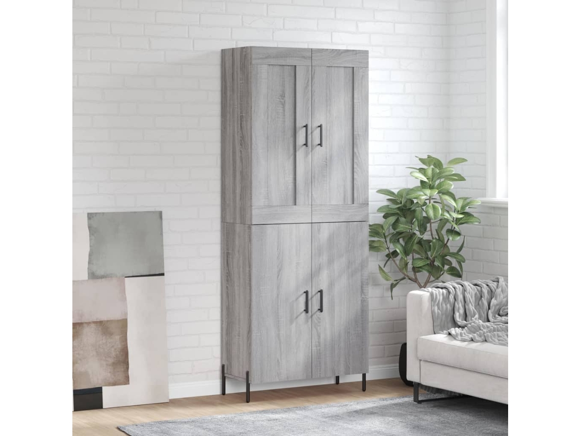 Vidaxl Armário Alto 69,5x34x180 Cm Derivados De Madeira Sonoma Cinza