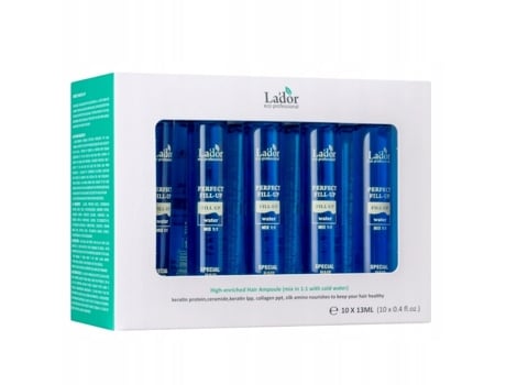 Ampolas Perfect Hair Fill Up para cabelos danificados, 10 x 13 ml, tratamento intensivo de regeneração capilar Lador