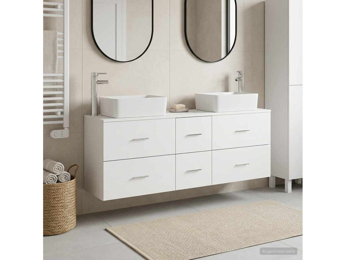 Vidaxl Conjunto De Armários Para Banheiro 3 Unid. Branco