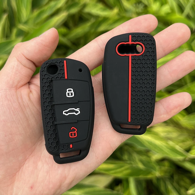 Capa de Silicone para Chave de Carro Audi A1 A3 A6 Q2 Q3 Q7 Tt Tts R8 S3 S6 Rs3 Rs6 com 3 Botões e Controle Remoto Dobrável. AQUAFORGE