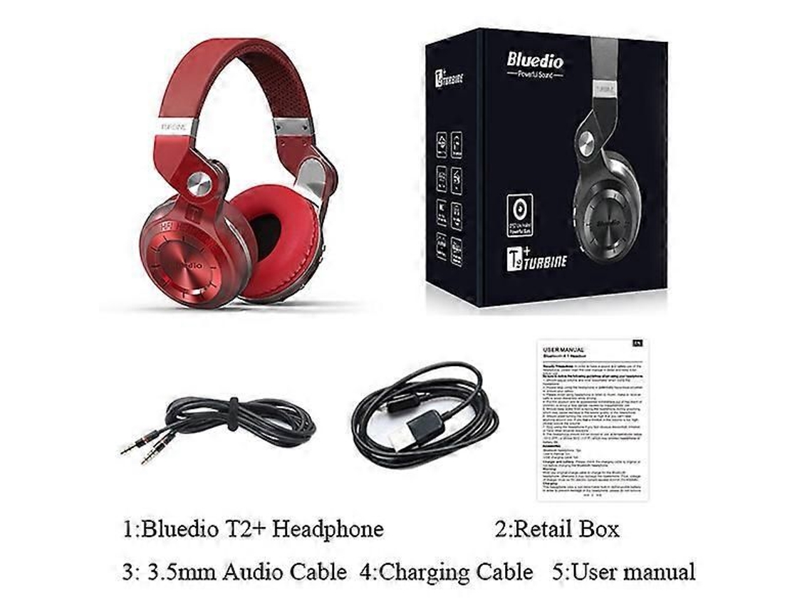 Bluedio T2plus Fone de Ouvido Sem Fio Bluetooth Super Bass Music Fone de Ouvido com Tomada de Linha Mic Rádio Fm e Cartão Sd TAISHENGDA