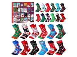Calendário De Advento 2025 Meias De Natal 24 Pares Quentes Presente Festivo Para Mulheres E Homens C