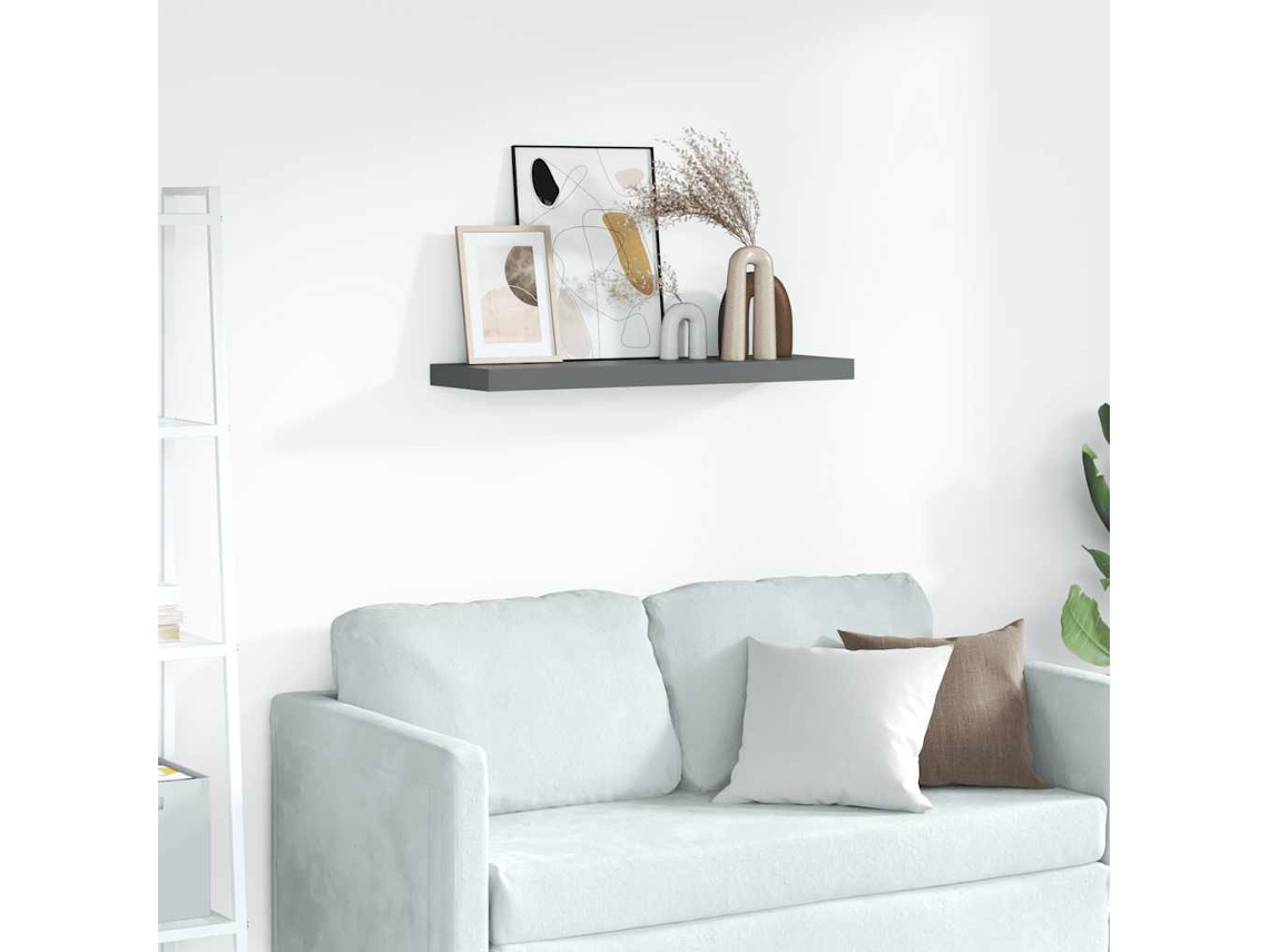 Vidaxl Unidade De Prateleiras Com Rebordo 2 Pcs 80x9x3 Cm Mdf Cinzento