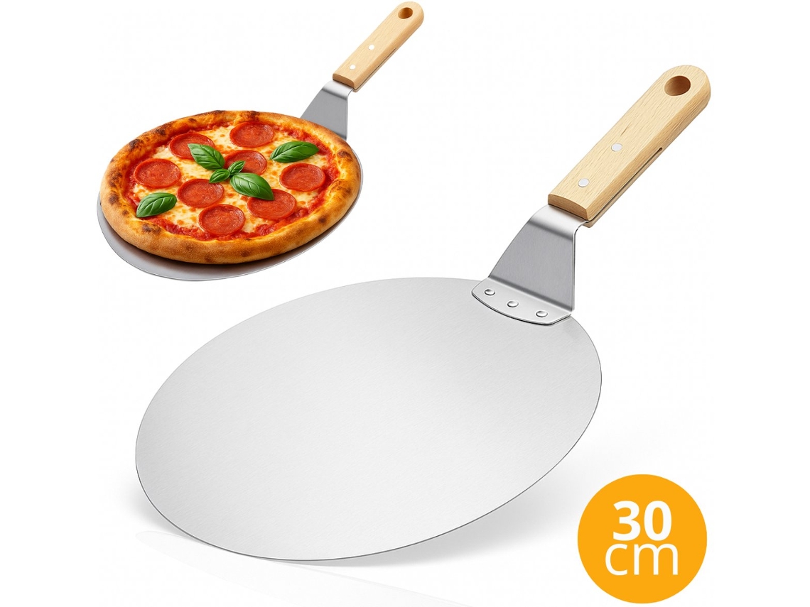 Pizza peel de aço inox de 30cm para forno e churrasco ZYBLSSBB