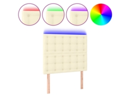 Cabeceira de cama com LED 100x5x118/128 cm couro artificial crème MAISON EXCLUSIVE