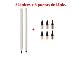 Conjunto de Lápis de Escrita Infinita, Inclui 2 Lápis e 6 Minas de Substituição, Apagáveis. MDUG (estilo C)