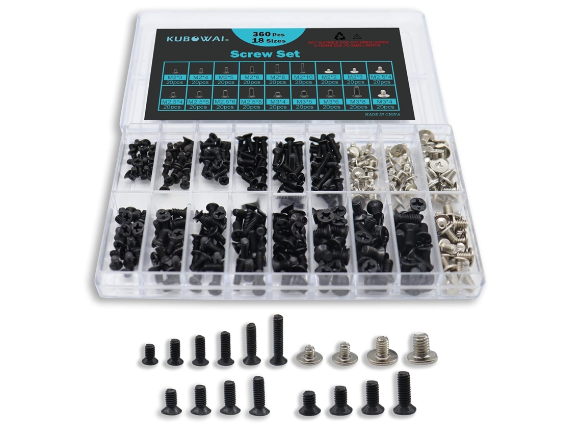 360 Parafusos Para Laptop, Parafusos Pretos Pequenos Para Reparo De Laptop E Disco Rígido, M2, M2.5, M3 Zeuxo (18 Tamanhos)