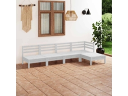 Vidaxl 5 Pcs Conjunto Lounge De Jardim Pinho Maciço Branco