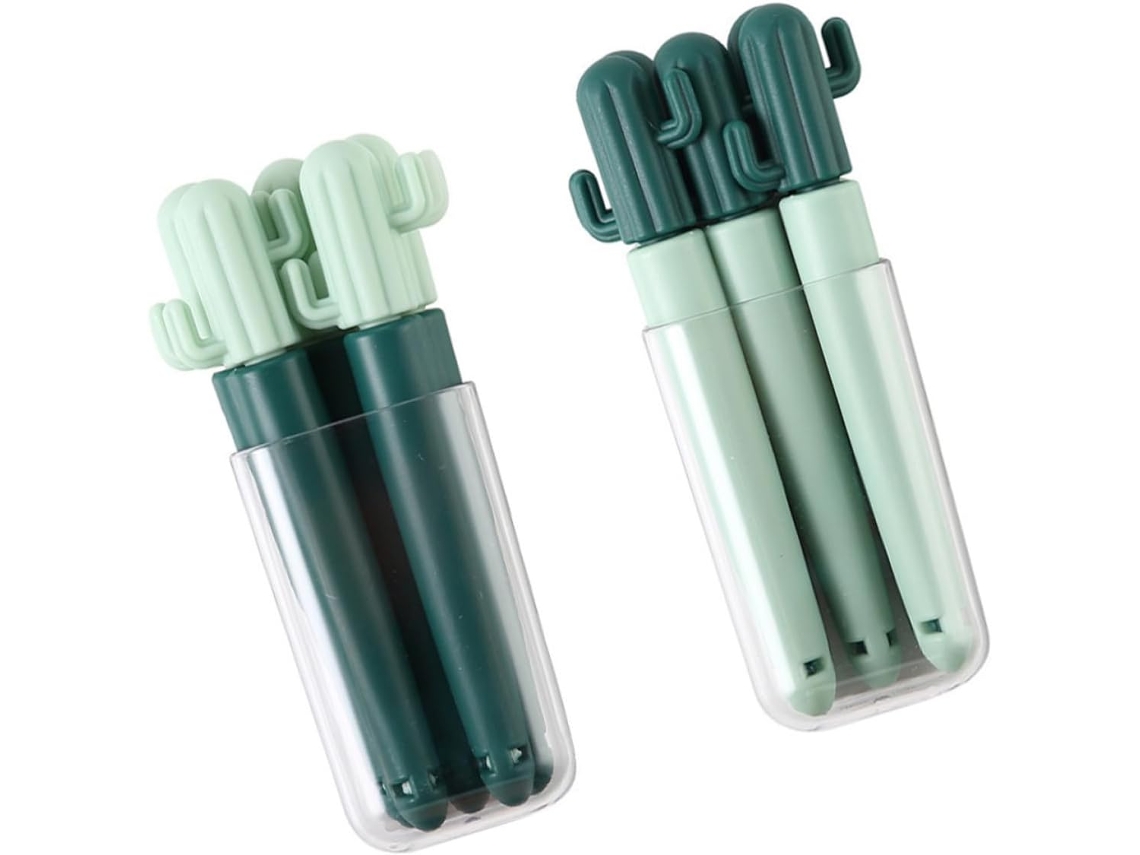 Conjunto Artibetter com 14 prendedores para fechar sacos de alimentos em formato de cacto com núcleos aleatórios, em material PP durável.