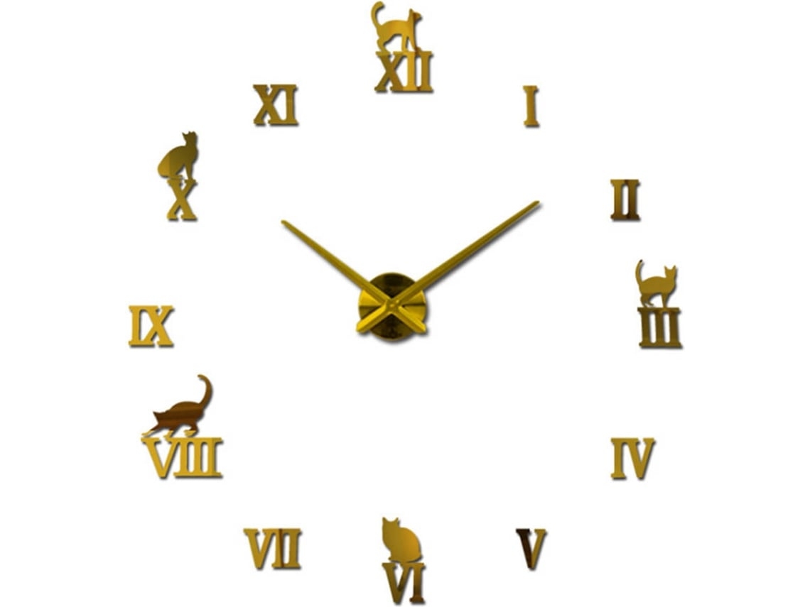 Relógio WJS Creative Clocks Oversize 3D Dourado (Outlet Caixa Aberta - 42x14x8 cm)