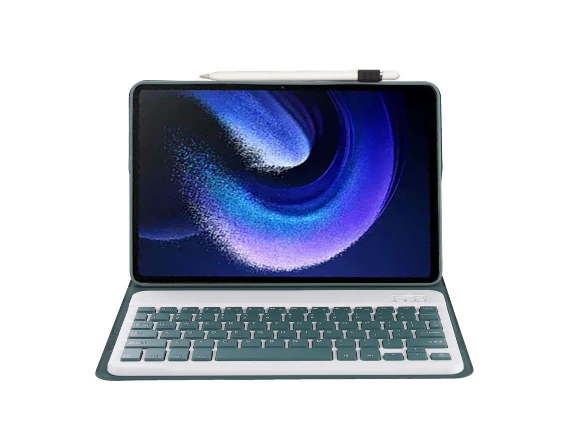 Capa Com Teclado Bluetooth Com Suporte, Compatível Com Huawei Matepad Se 11 Pol. (2024), Couro Pu, Verde