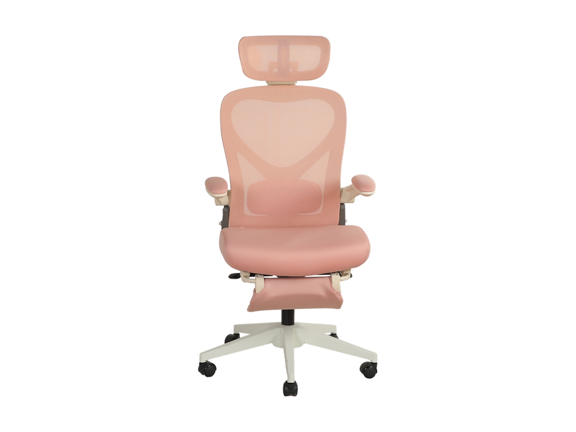 Cadeira De Escritório Dobrável Ergonômica Com Suporte Lombar, Assento De Espuma, Braços Dobráveis, Apoio De Cabeça 3d, Rosa