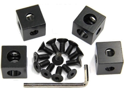 Conjunto De 4 Perfis De Canto Para Perfil De Alumínio Preto 20 X 20 X 20 Mm Brilvibera