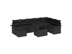 Vidaxl Conjunto De Sofá De Jardim 9 Unid. Preto