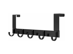 Lurelia Cabideiro De Porta, 5 Ganchos, Em Aço Inoxidável, Em Alumínio, Para Toalhas E Roupas, 44 Cm, Preto, Suporta Até 20 Kg