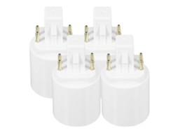 Conjunto De 4 Adaptadores De Soquete De Cobre Niquelado Para Lâmpadas Led.