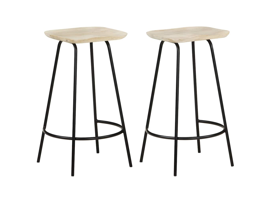 Vidaxl Bancos De Bar 2 Pcs Madeira De Mangueira Maciça