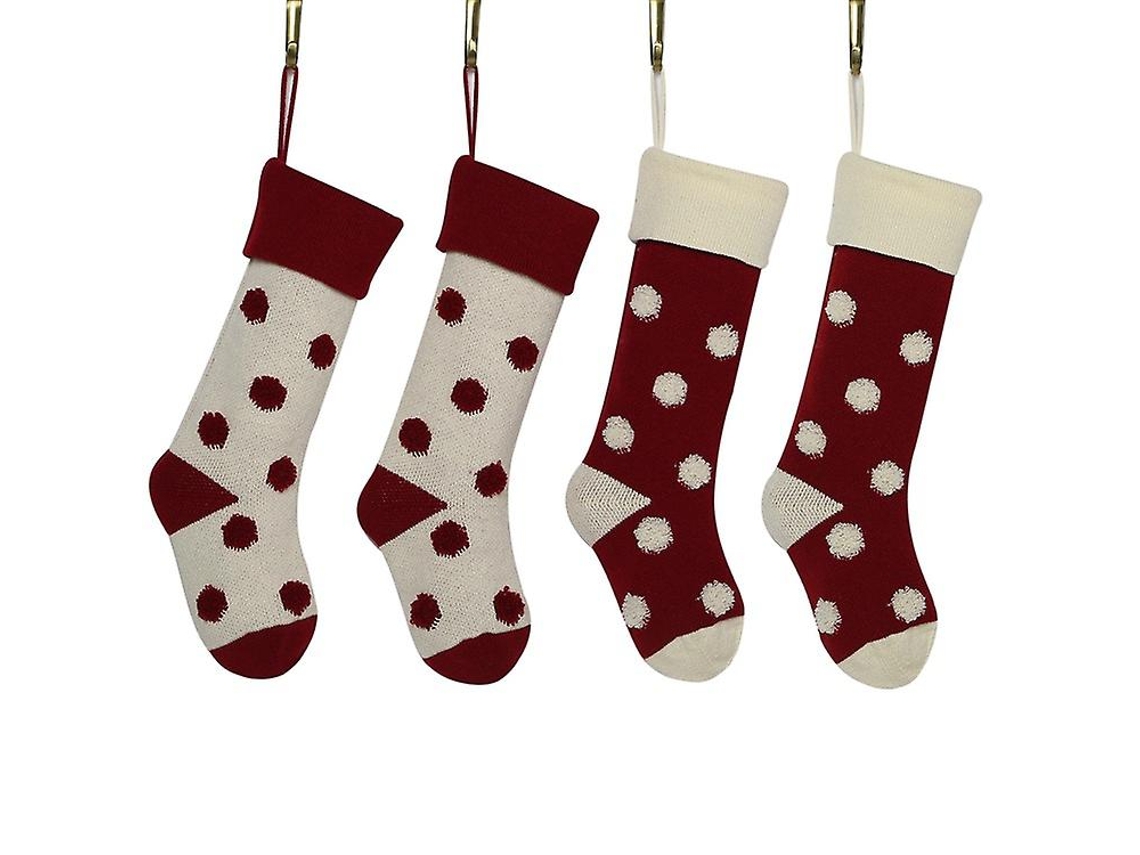 4 Meias De Natal Penduradas Com Bolinhas E Enfeites De Natal Simples Pxcl Olysi Shop